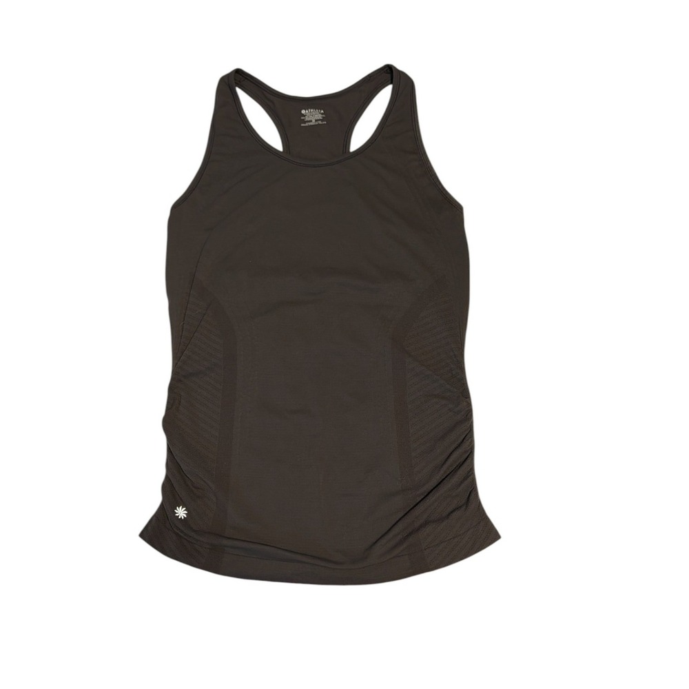 Athleta Speedlight Seamless Racerback Technical Tank Ruched Sides Dark Grey Sz M